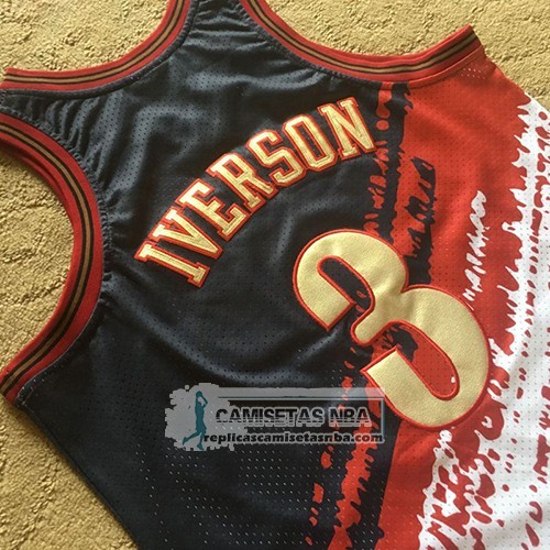 Camiseta Philadelphia 76ers Allen Iverson Mitchell & Ness Negro Rojo